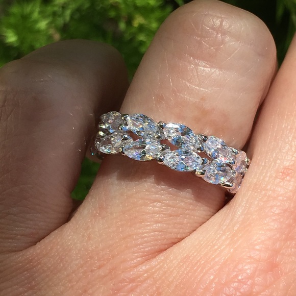 14k white gold eternity ring band 10 ct diamond - Picture 2 of 8